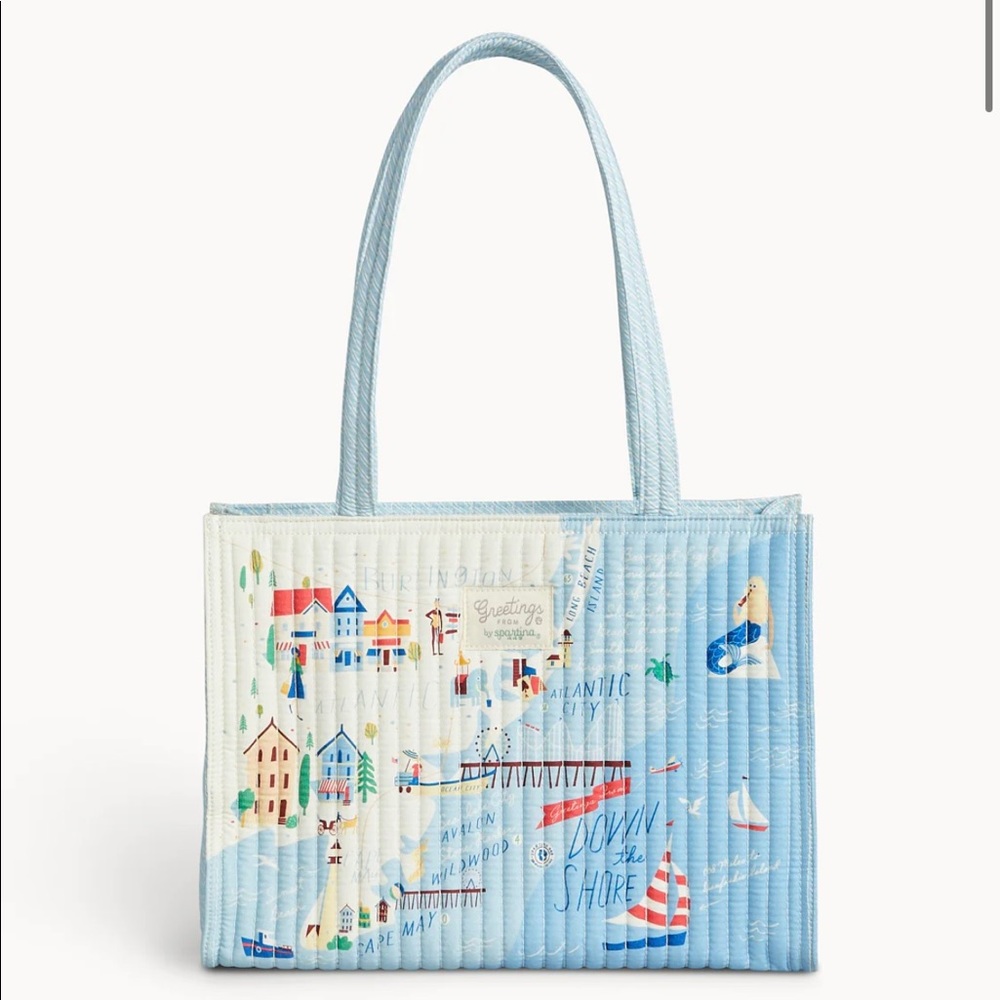 New with tags Spartina 449 Down the shore light blue tote bag jersey shore bag